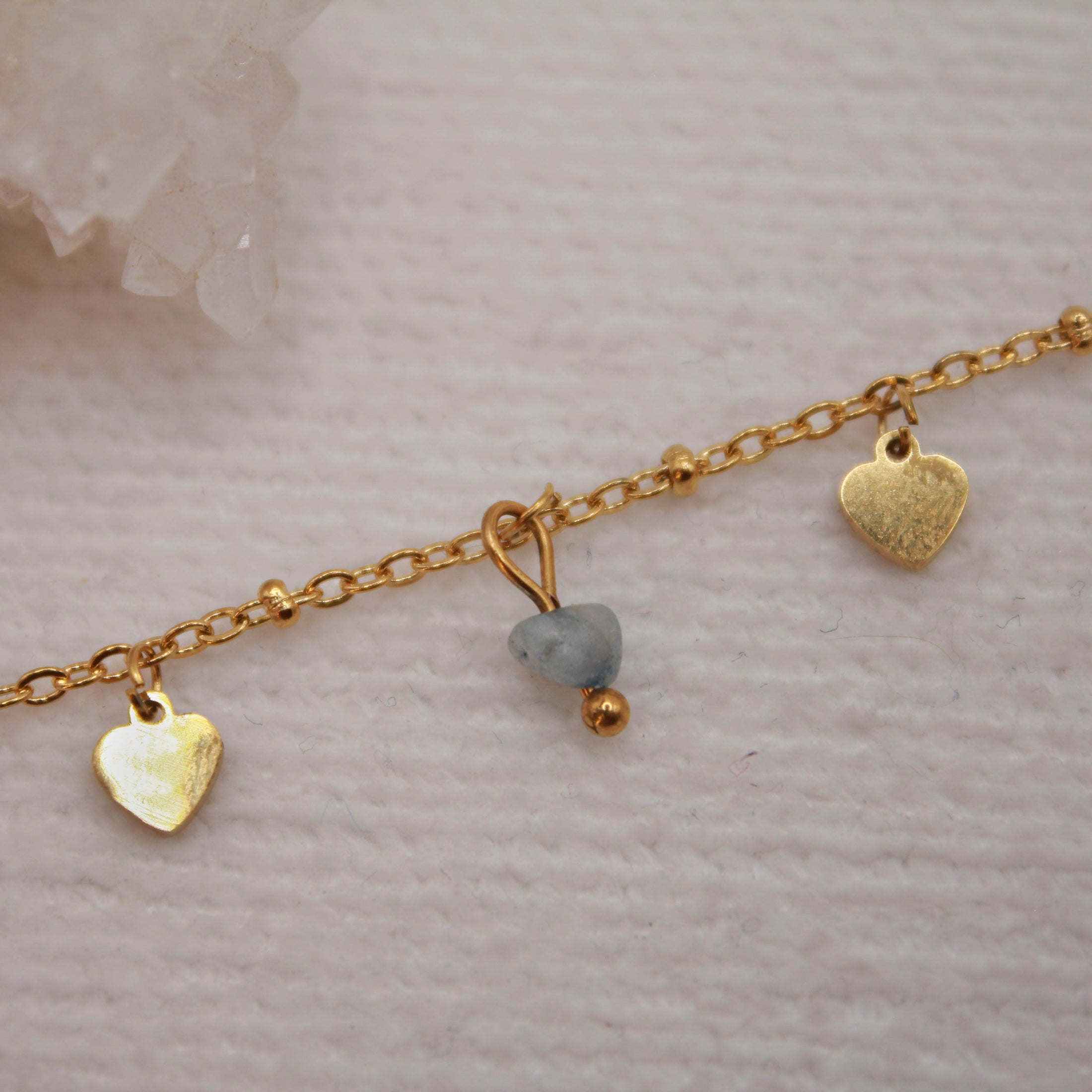 Pulsera Simple Charm y Chip | Aguamarina