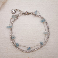 Pulsera Doble Shine Bright Plateado| Aguamarina