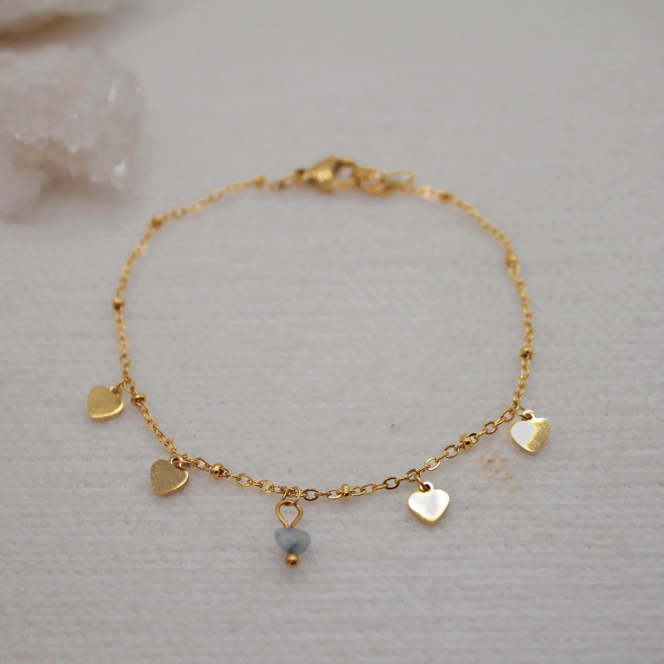 Pulsera Simple Charm y Chip | Aguamarina