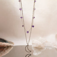 Collar Chip Doble Plateado | Amatista