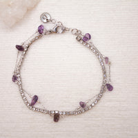 Pulsera Doble Shine Bright Plateado | Amatista