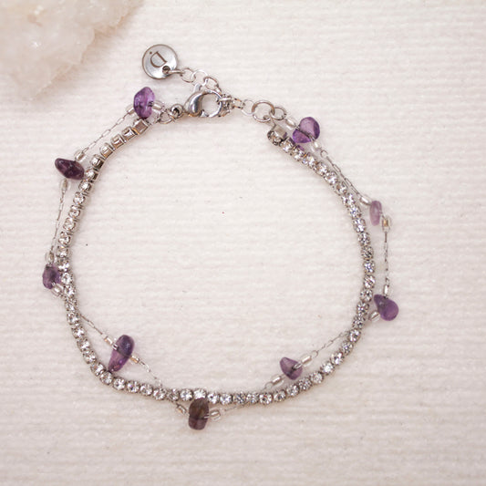 Pulsera Doble Shine Bright Plateado | Amatista
