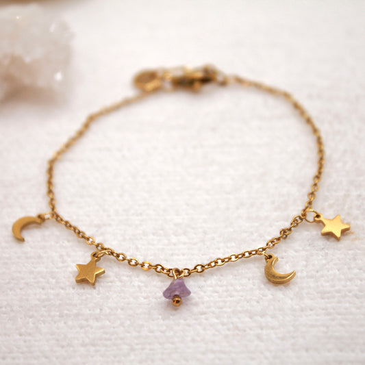 Pulsera Simple Charm y Chip | Amatista