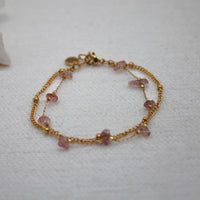 Pulsera Doble Chip | Cuarzo Fresa