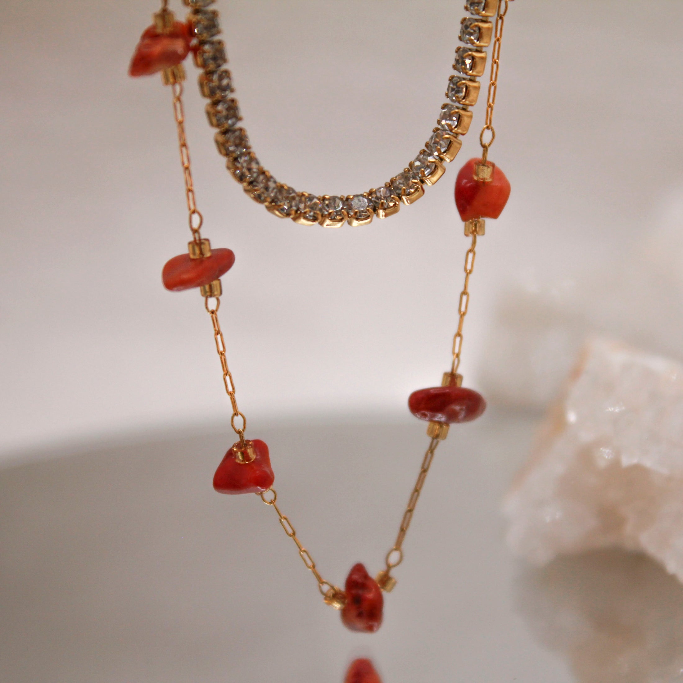 Collar Shine Bright Doble | Coral