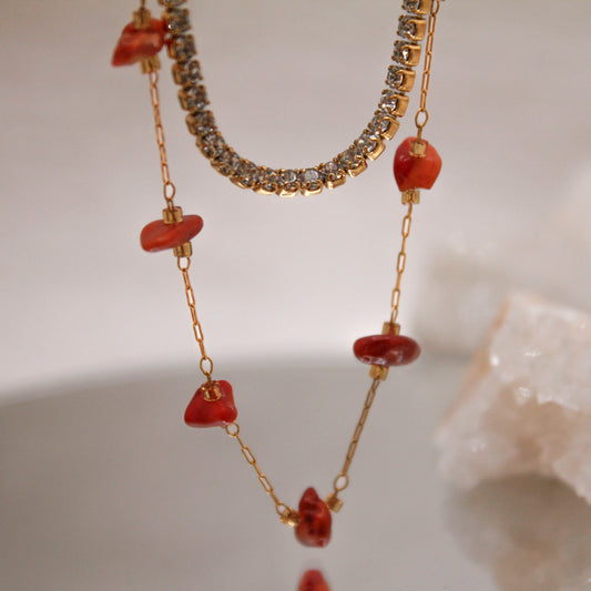 Collar Shine Bright Doble | Coral