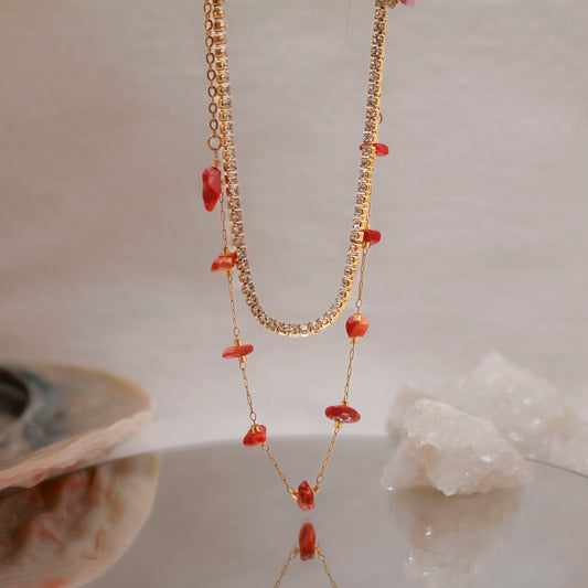 Collar Shine Bright Doble | Coral