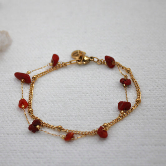 Pulsera Doble Chip | Ágata Cornalina