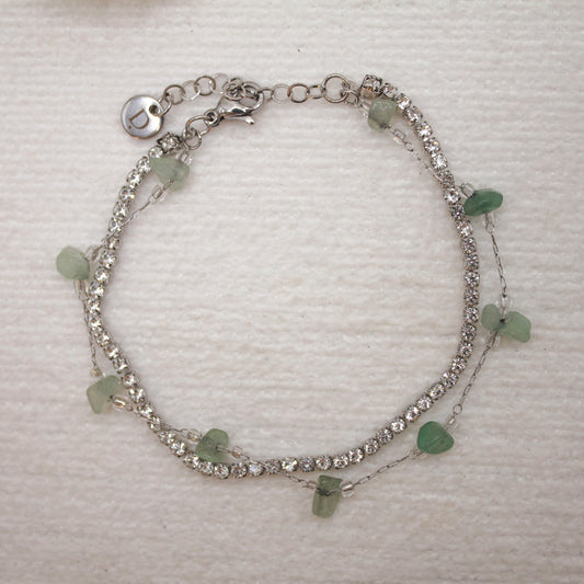Pulsera Doble Shine Bright Plateado| Jade