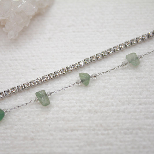 Pulsera Doble Shine Bright Plateado| Jade