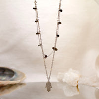 Collar Chip Doble Plateado | Ojo de Tigre