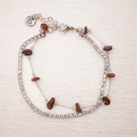 Pulsera Doble Shine Bright Plateado | Ojo de Tigre