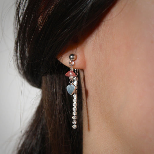 Earrings 3 Chips Online | Strawberry Quartz