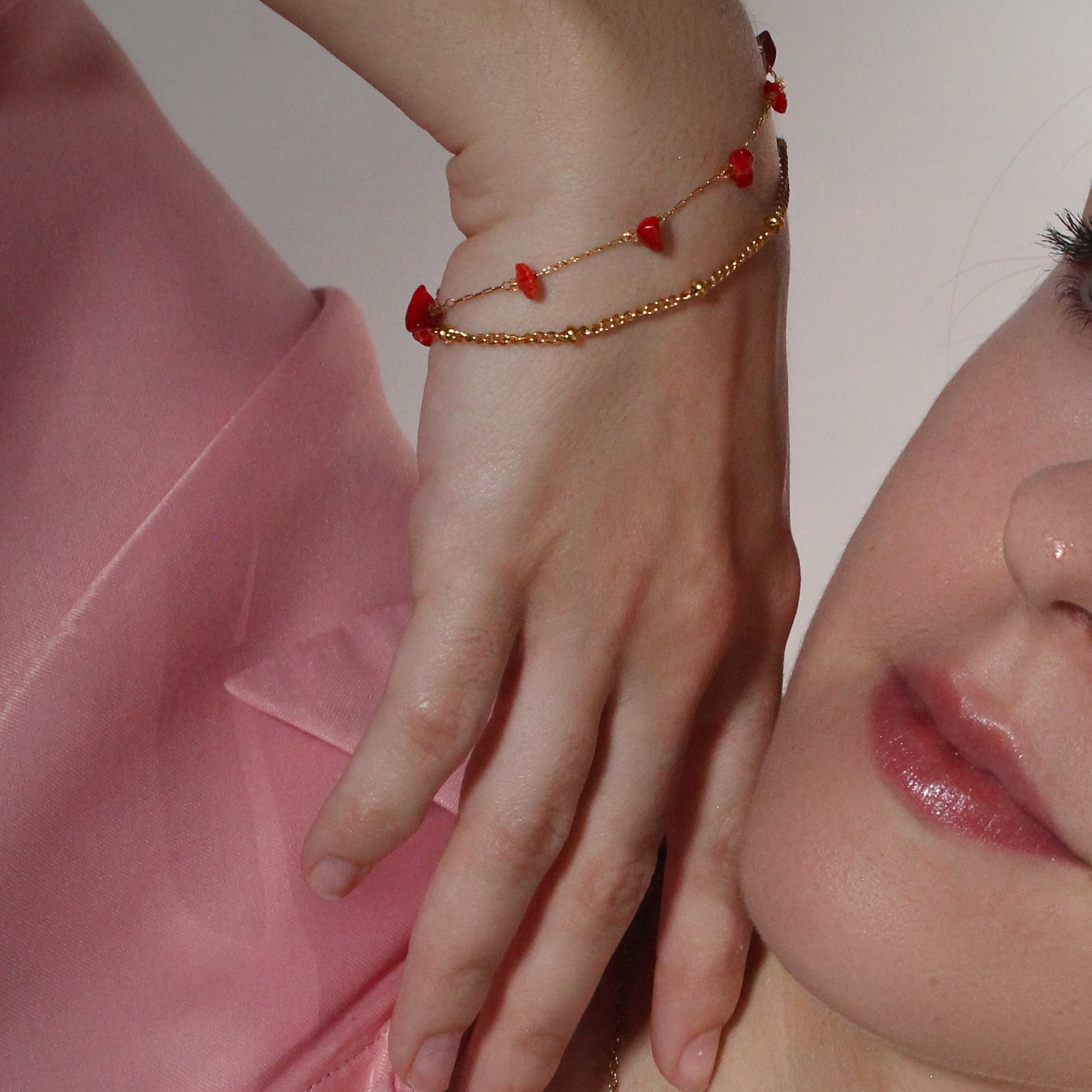 Pulsera Doble Chip | Coral