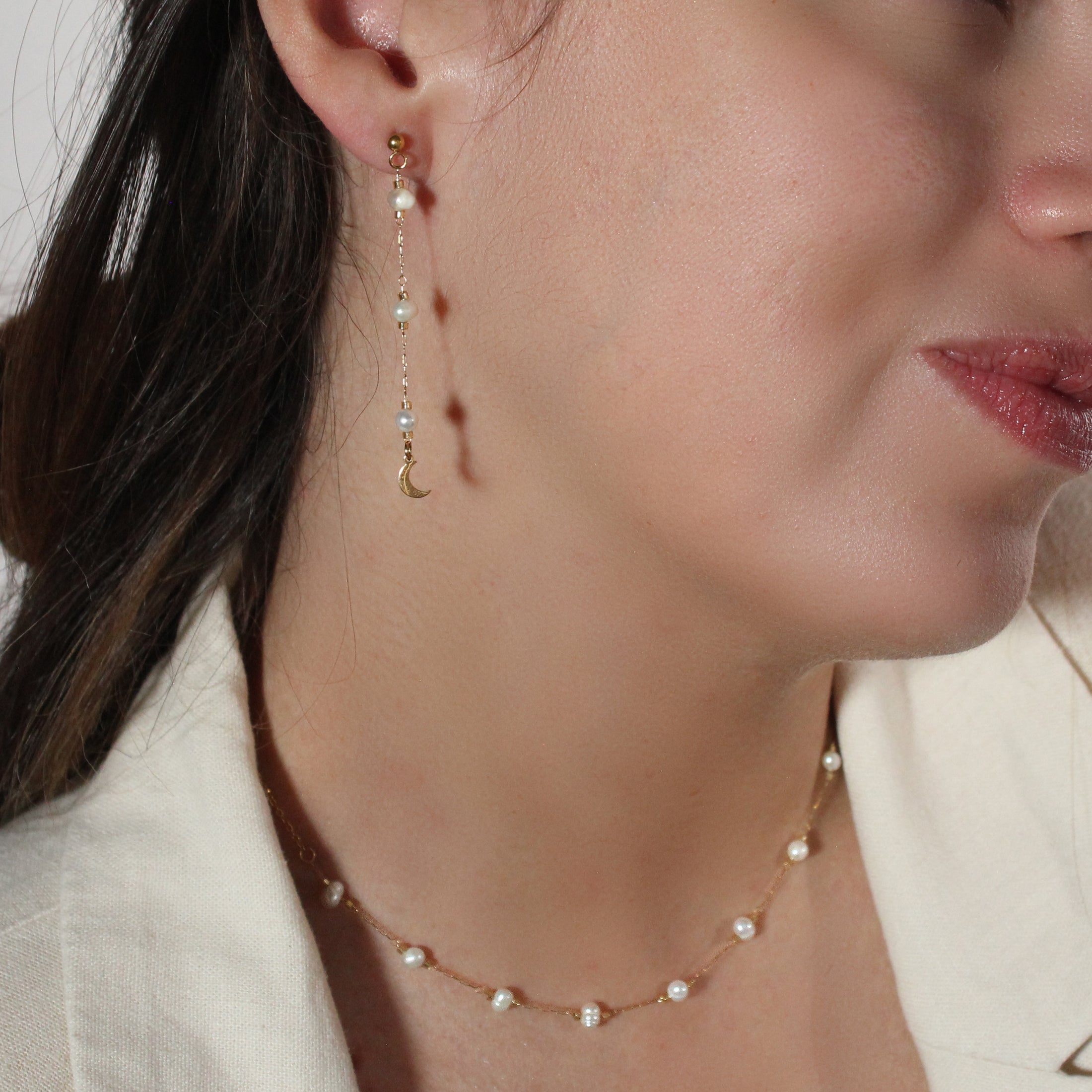 Earrings 3 Chips Online | Pink quartz