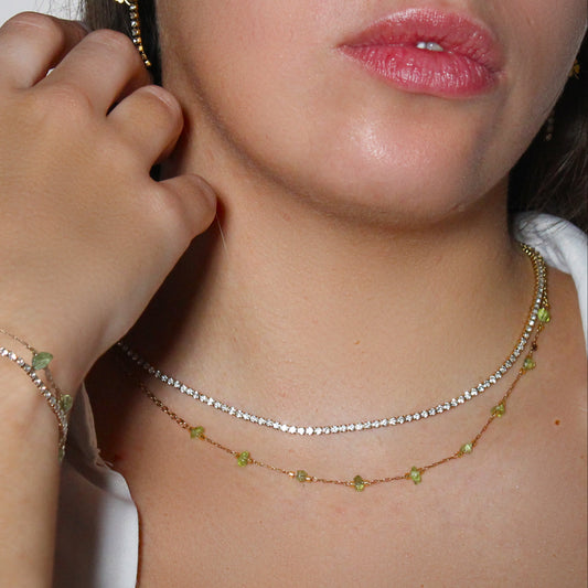 Collar Shine Bright Doble Dorado | Peridoto
