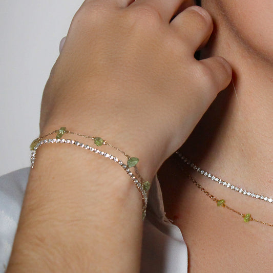Pulsera Doble Shine Bright Dorado| Peridoto