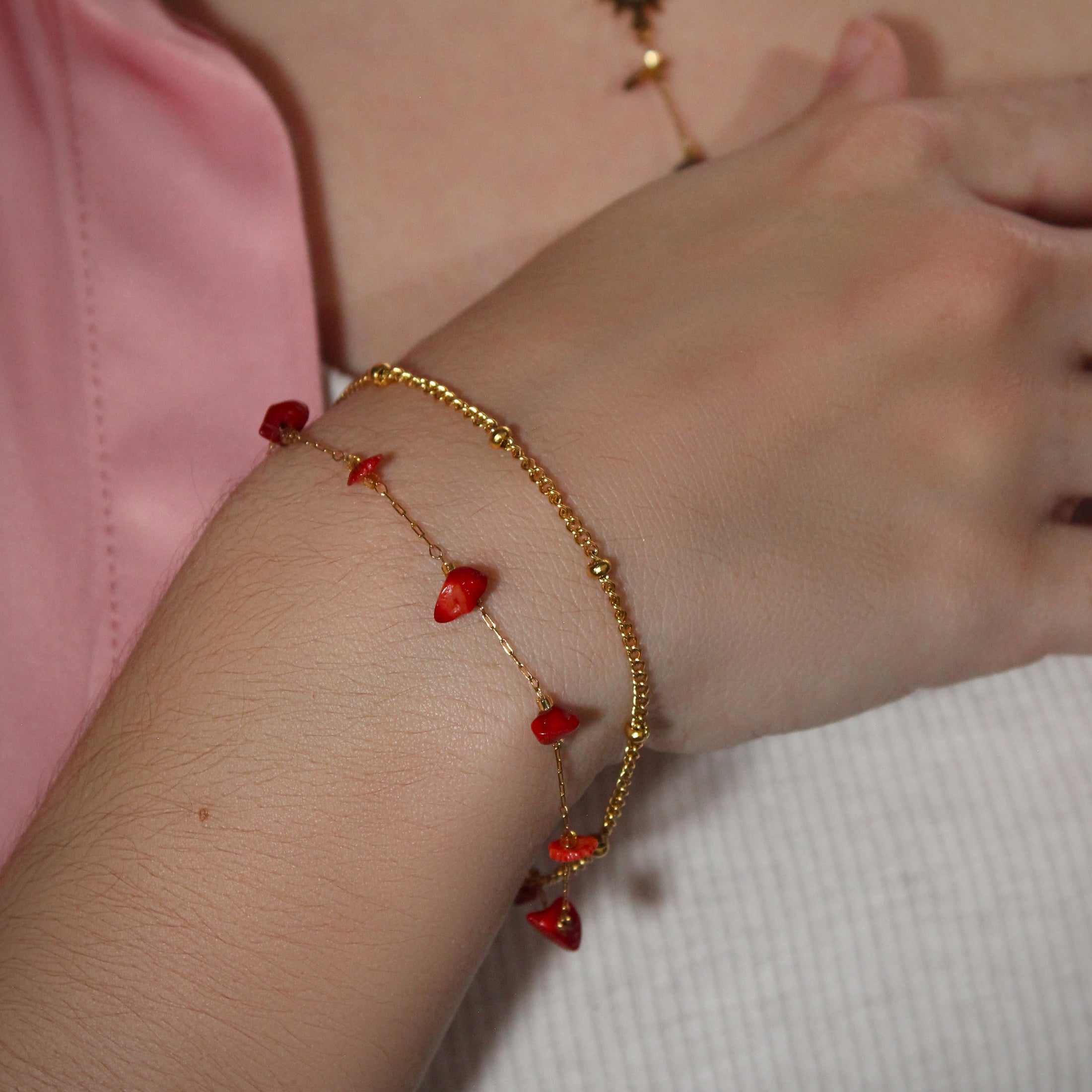Pulsera Doble Chip | Coral