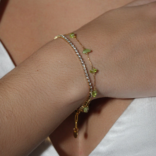 Pulsera Doble Shine Bright Dorado| Peridoto