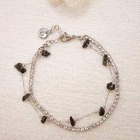 Pulsera Doble Shine Bright Plateado| Turmalina