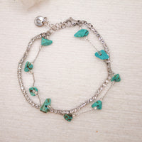 Pulsera Doble Shine Bright Plateado | Turquesina