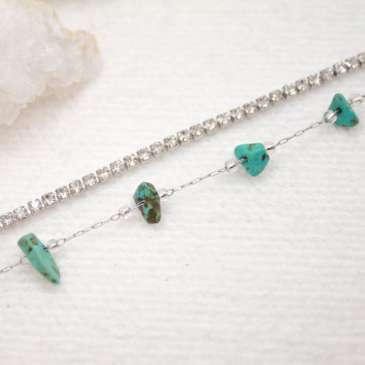 Pulsera Doble Shine Bright Plateado | Turquesina